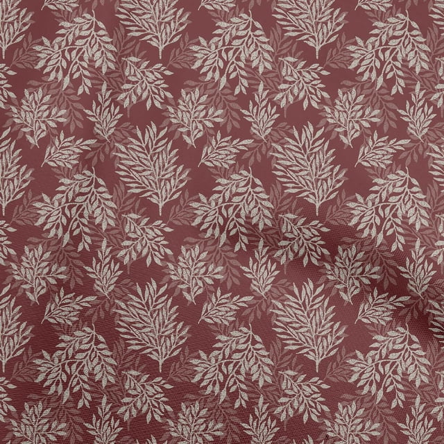 oneOone Rayon Maroon Fabric Boho Decorative Leaf Sewing Craft Projects Fabric Prints By Yard 56 Inch Wide