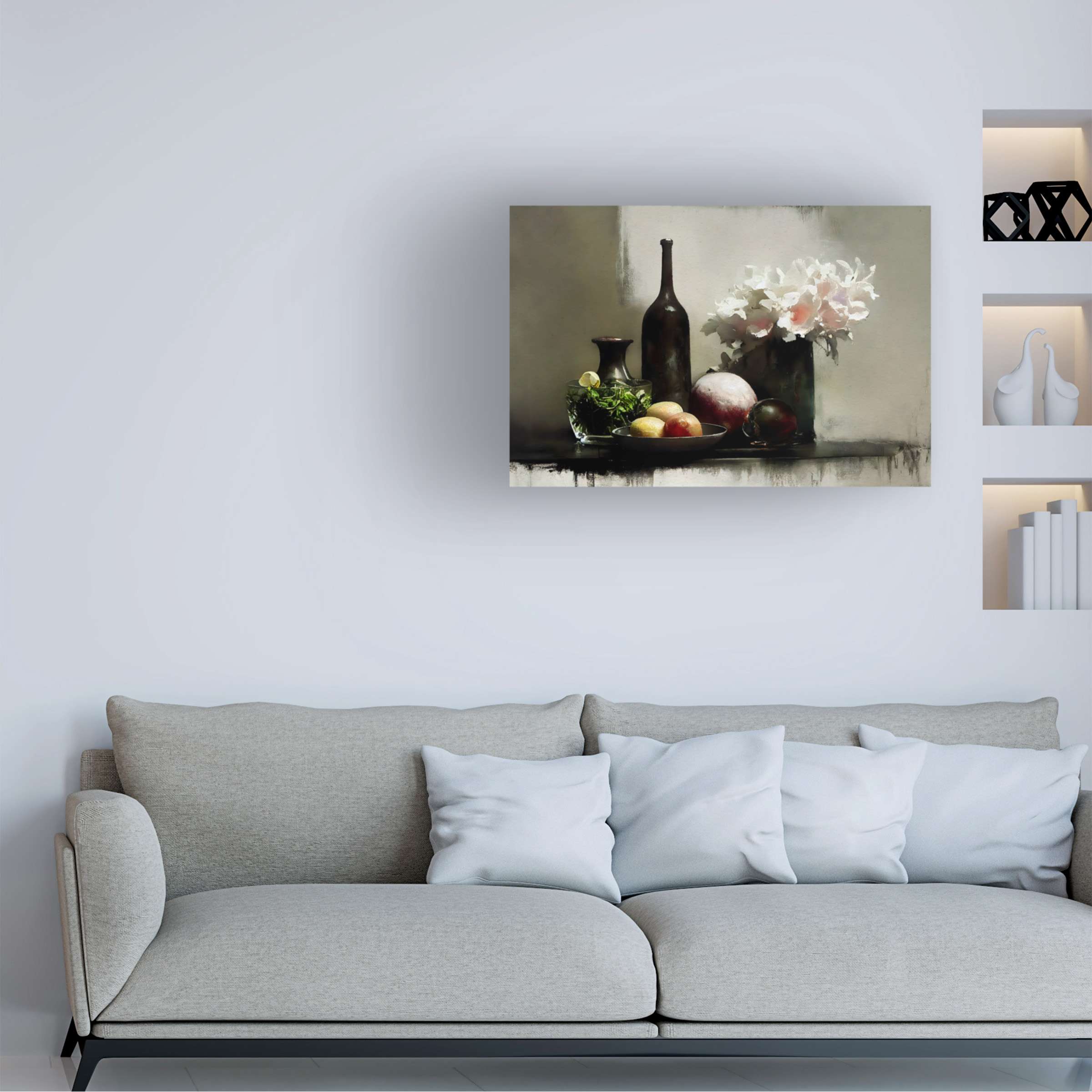 Canvas Wall Art - Treechild 'Stilllife With Black Bottle' Wall Art for Living Room, Bedroom, or Office Décor by Trademark Fine Art - 47 x 30 Inches - 47x30