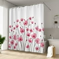 thumbnail image 2 of Lfeey Waterproof Fabric Bathroom Shower Curtain, Pink Floral, With Hooks, 72x72 in, 2 of 5