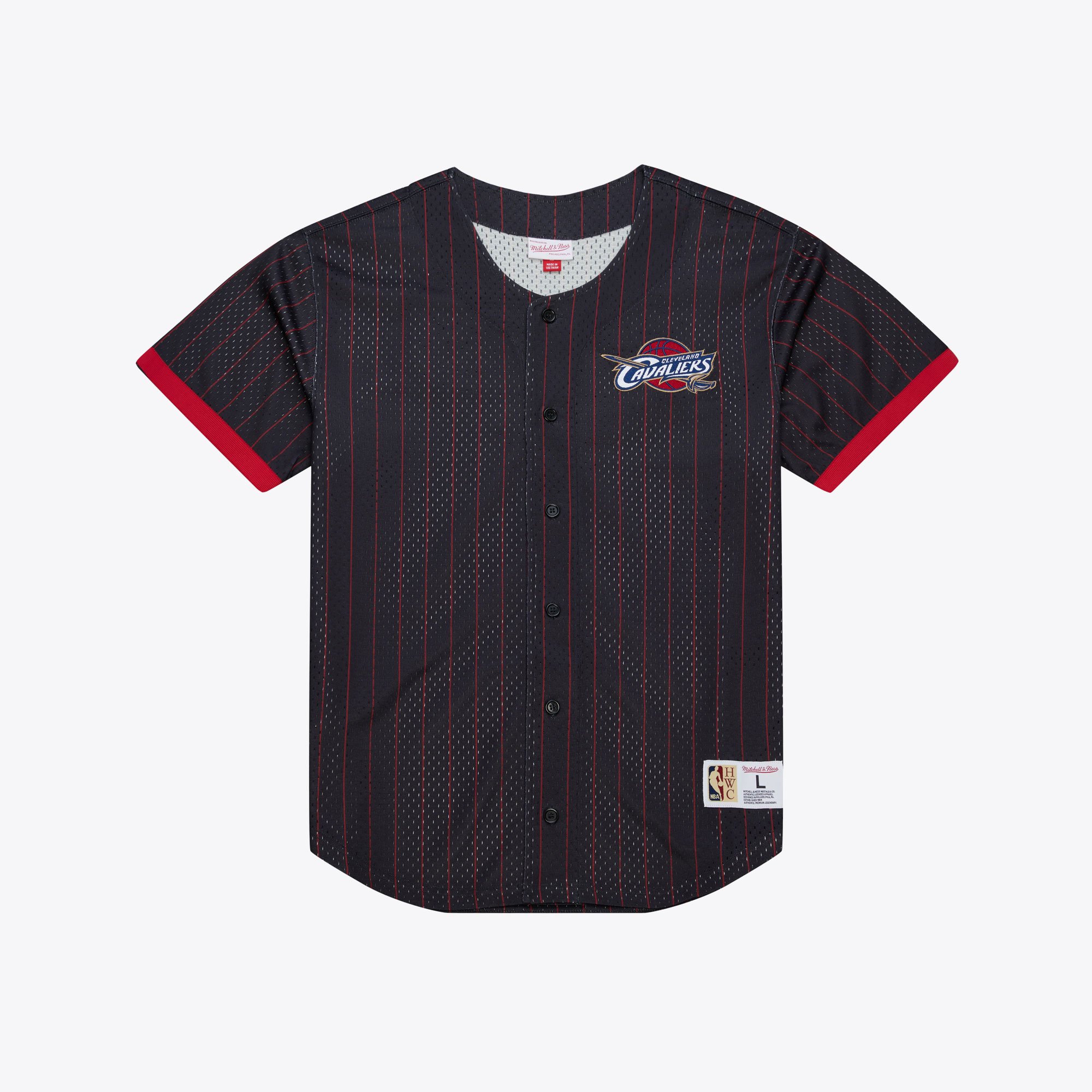Unisex Mitchell & Ness Navy Cleveland Cavaliers Final Seconds Vintage Logo Mesh Button-Up Shirt