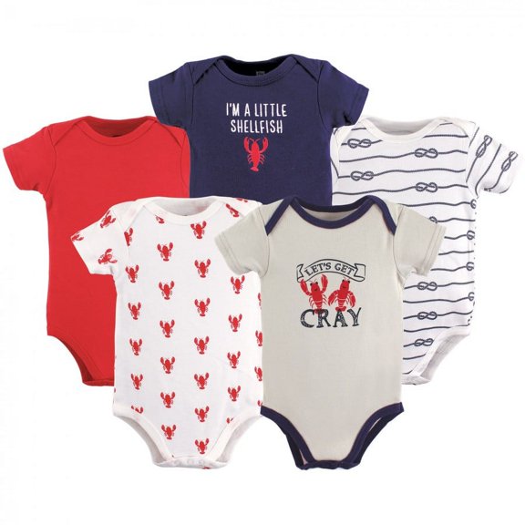 Hudson Baby Short Sleeve Bodysuits, 5-Pack, Newborn- 24 Months