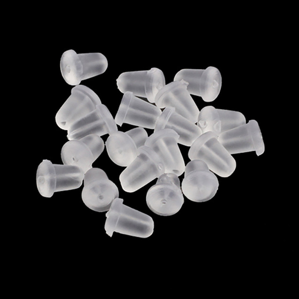 Clear PTFE flexi earring stud retainer 20g/0.8mm with a flat front and soft  silicon