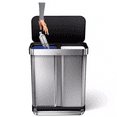 thumbnail image 4 of simplehuman 58 Liter / 15.3 Gallon Rectangular Dual Compartment Recycling Kitchen Step Trash Can with Soft-Close Lid, Brushed Stainless Steel with Black Plastic Lid, 4 of 6