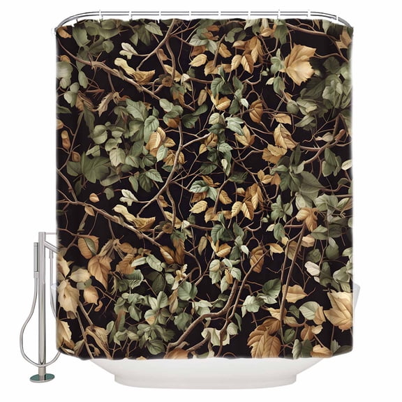 Extra Long Shower Curtain 72x84 Inch, Vintage Leaves Branch Shower Curtain Waterproof Bathroom Decor Farmhouse Botanical Fabric Bath Curtain Set Accessories with Hooks