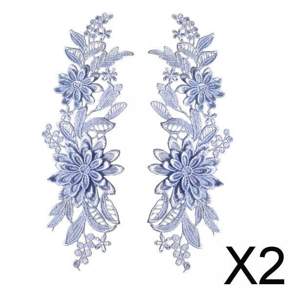 2x 2 Apliques de Encaje, Parches de Bordado Floral, Parches de Encaje, Adornos de Tela de Encaje para Costura, Decoración Artesanal, Vestido de Novia 2 piezas