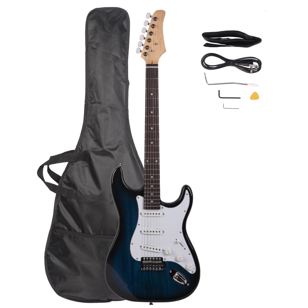 Private Jungle 39" Rosewood Fingerboard Electric Guitar with Gigbag ​Strap Amp Wire Tremolo Arm Cord for Adult Student Beginner,Blue