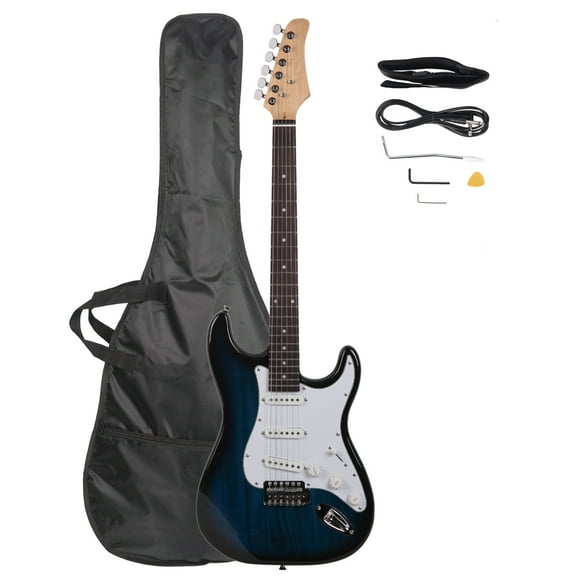 Blue Guitar Rosewood Fingerboard, Basswood Body, Cutaway Design with Tremolo, Gig Bag & Accessories for Stage Performances & Studio