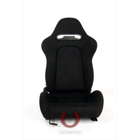 Cipher CPA1019 Black Cloth with Suede Insert and Outer Red Stitching Universal Racing Seats, Sold as a