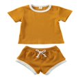 thumbnail image 4 of 2 Pcs Ensemble d'Été pour Bébé Garçon Fille T-Shirt à Manches Courtes Côtelé et Short, 4 of 9