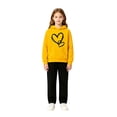 thumbnail image 2 of Otqutp Toddler Girls 2 Piece Outfit Heart Print Long Sleeve Hooded Sweatshirt Solid Straight Leg Pants Fall Clothes for Kids Teens, 2 of 6