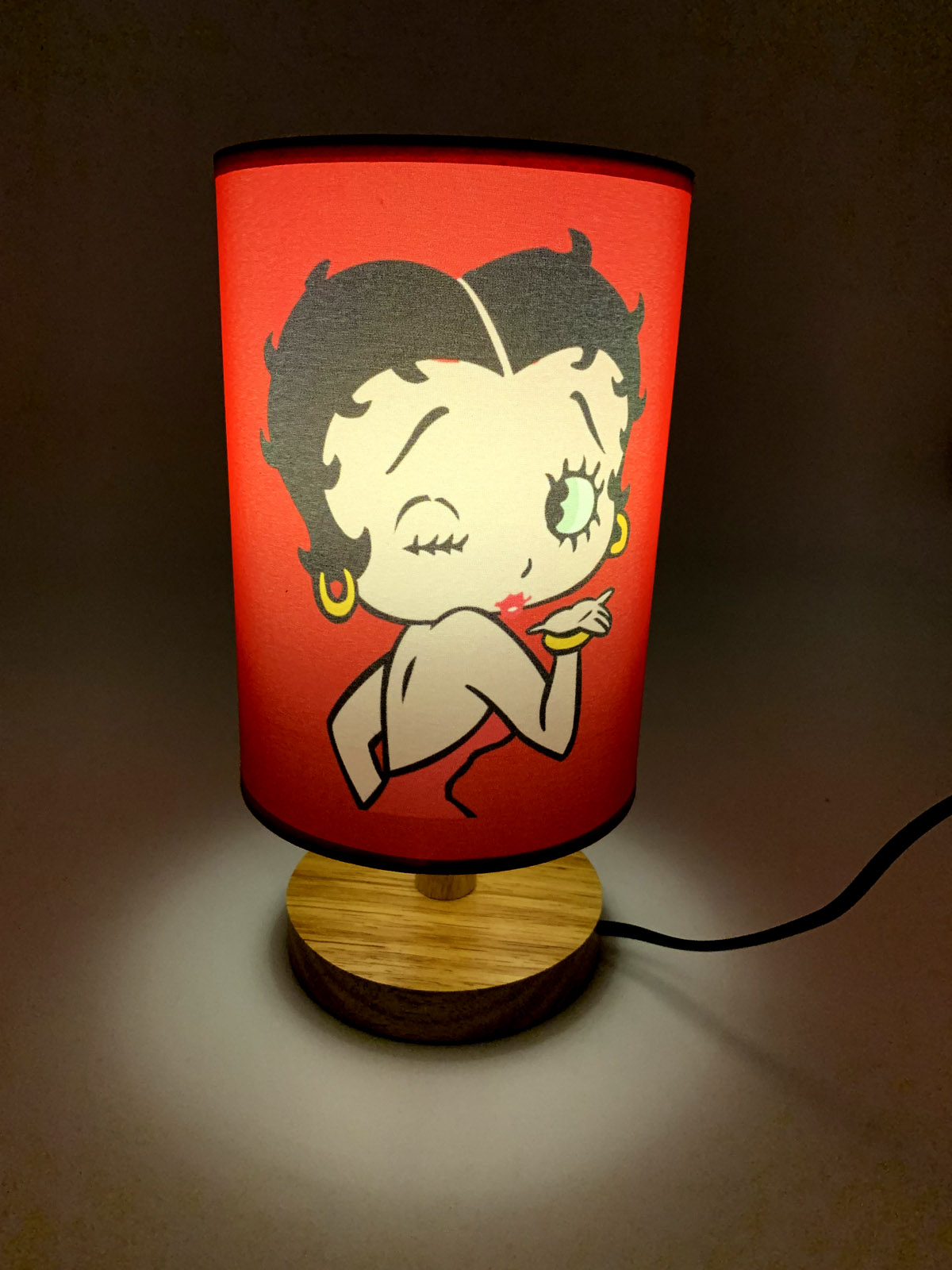 Table Lamp Betty Boop Night Light Wood Base Room Decoration or Great Gift Ideas