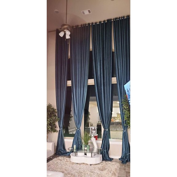 Extra Long Heavy Thick Luxury Velvet Curtain Made drape12-24 feet 2 Story (Peacock, 50"x108")