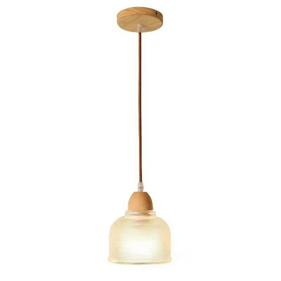 5.7 Inch Mini Wood Glass Pendant Light Fixture, Small Modern Farmhouse Pendant Lighting, Vintage Rustic Hanging Lamp, Retro Japanese Style Pendant Light for Over Kitchen Sink Bar Dining Table Bedside