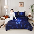 thumbnail image 4 of Castle Fairy Musical Notes Full Size Comforter Sets,Geometric Honeycomb Bedding Sets, 4 of 8