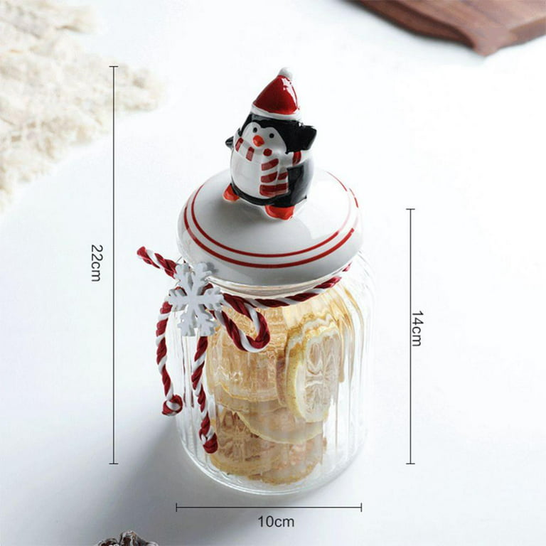 Christmas Ceramics Lid Glass Airtight Canister Kitchen Storage Bottles Jar Sealed Food Tea Coffee Beans Christmas Candy Jars Organizer, Size: 22*14*