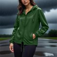 thumbnail image 5 of Fall Jackets for Women Waterproof New Rain Jacket Women Lightweight Waterproof Raincoats Packable Travel Hiking Hooded Windbreaker with Pockets Green 5XL, 5 of 7