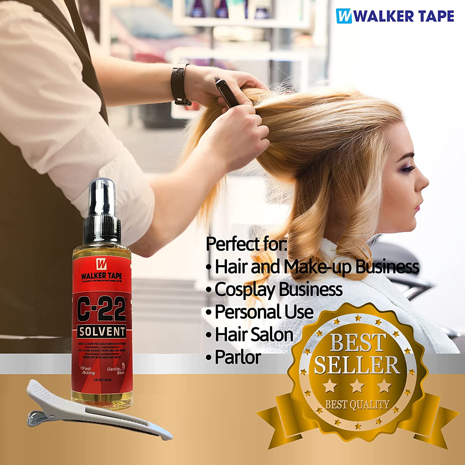 Buy C22 Solvent Wig Glue Remover 4oz w/ White Hair Sectioning Clip