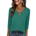 thumbnail image 2 of SROBPTY Womens Top Solid Crew Neck 3/4 Sleeve Shirt, 2 of 4