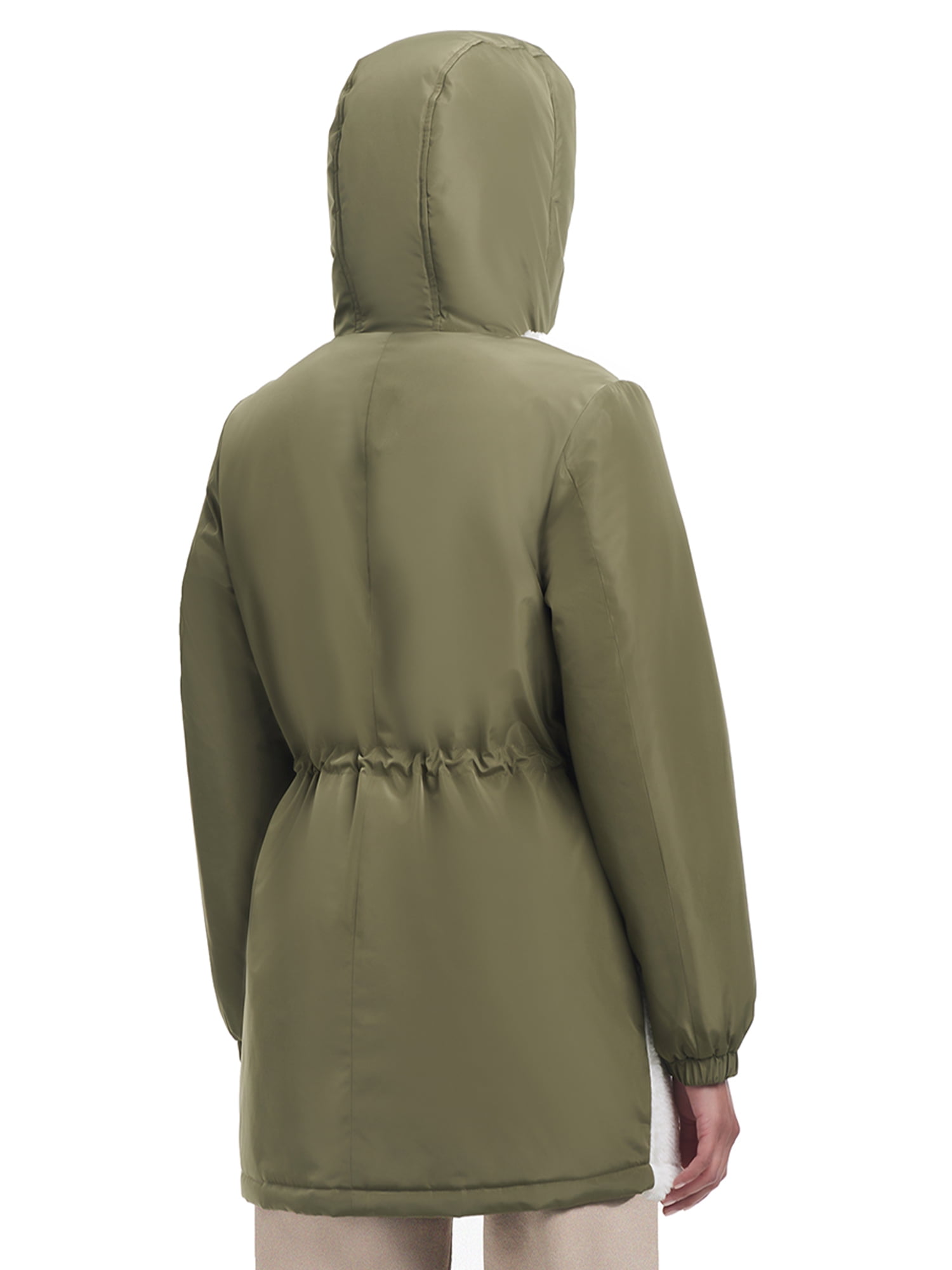 Sam & Libby Ladies Long Sleeve Mid-Length Parka with Sherpa Panels