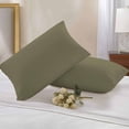 thumbnail image 2 of Olive Green Lumbar Pillow Covers 20x12 Inch Set of 2, Farmhouse Solid Green Color Modern Art Waterproof Outdoor Pillow Covers, Decorative Cushion Pillowcases for Couch, Sofa, Bed, Garden, Patio, 2 of 9