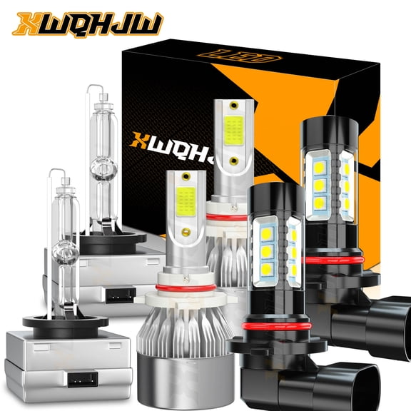 XWQHJW 9005 HB3 D1S/D1C LED/HID Headlight Kit High Low Beam 9005/9006/9145 Fog Light Bulb 6Pack