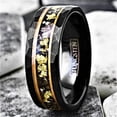 thumbnail image 2 of Tungsten Rings for Men Wedding Bands for Him Womens Wedding Bands for Her 6mm Black Meteorite Gold Flakes, 2 of 7