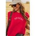thumbnail image 3 of Women's Fiery Red YEEHAW Short Sleeve Sweater – Stylish Embroidered Letter Design for Casual Days [ZhiHiMeRi] | XL, 3 of 6