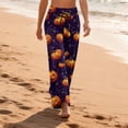 thumbnail image 4 of IYYVV Halloween Pajama Pants Women Horror Pumpkin Bats Print Drawstring Sleepwear Halloween Stretch Lounge Cute Candy Fashion Clothes Dark Purple XL, 4 of 6