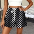 thumbnail image 5 of Only Moment Black Polka Dot Shorts Ladies Daily Lounge Shorts Linen Shorts Elastic Waist Comfy Soft Lounge Shorts ,L, 5 of 6