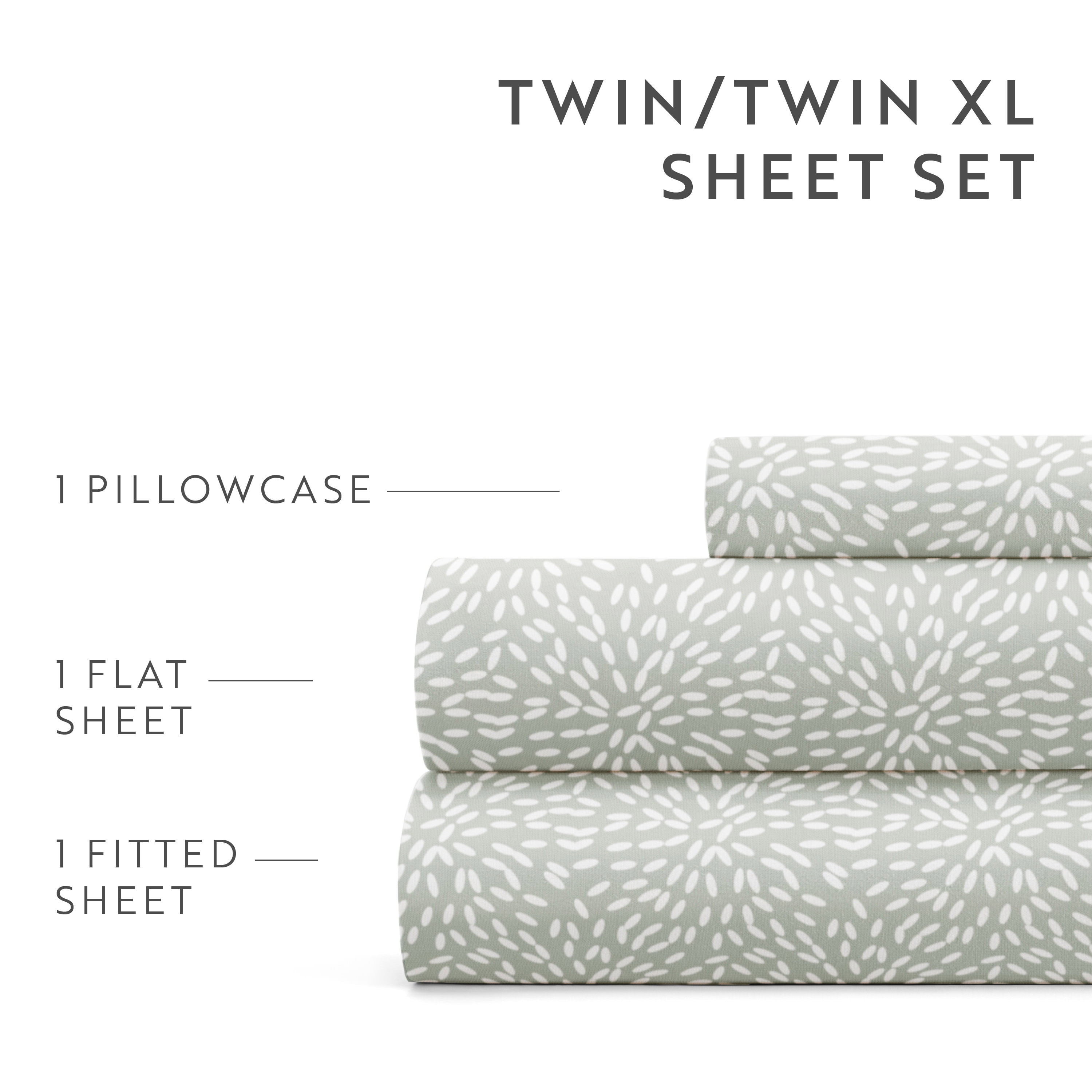 Noble Linens 4 Piece Green Mist Modern Circles Patterned Sheet Set, Twin