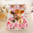 thumbnail image 5 of jejeloiu Farm Highland Cow Full Size Sheets Kids,Girly Pink Rose Wood Print Bed Sheets,4pcs, 5 of 6