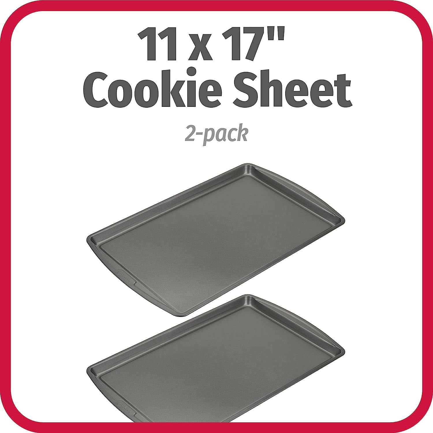 JJEAN-Everday Nonstick Carbon Steel 17 x 11-Inch Baking Sheet Set, 2 Pack \u2013 Medium Sized Cooking Pans, Bakeware Set, Cookie Sheets for Baking, Oven Pan Set