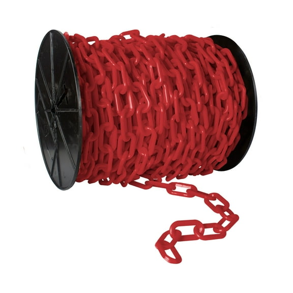 2 Inch x 100 Feet Red Heavy Duty Plastic Safety Chain Reel