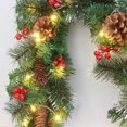 thumbnail image 2 of HAOSHICS Christmas Hanging Garlands, Artificial Xmas Wreath, Front Door Garland with Christmas Balls Flowers Holly Berries and Pine Cones for Door Wall Window Fireplace Home Shop Party Decor (Green), 2 of 8