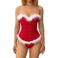 thumbnail image 1 of Fortune Corset de Noël Grande Taille pour Femmes avec Boucle avant et Arrière, Bustier à Plumes Rouges TP-5TG, 1 of 1