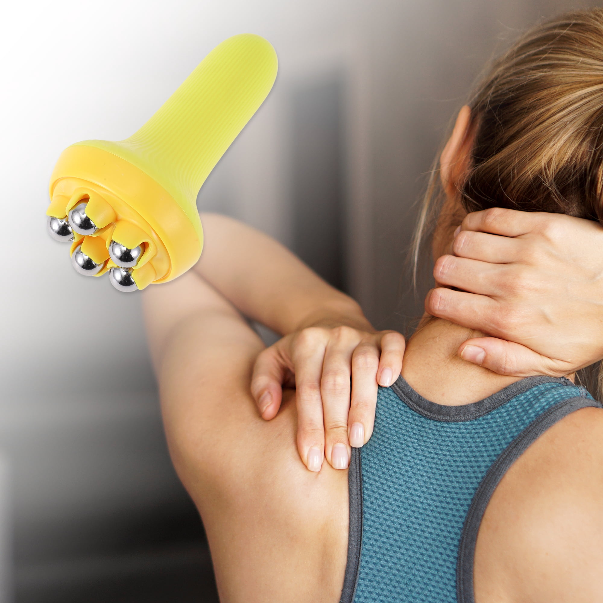 Unique Bargains Roller Massager Manual for Face and Body Ease Yellow