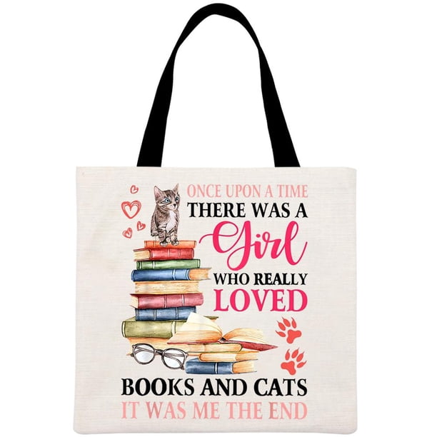 Lino Estampada Una Que Realmente Amaba Los Libros Y Gatos