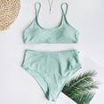 thumbnail image 3 of Sngxgn Bikini Set for Women Solid V Neck High Waisted Two Piece Swimsuit(Green,S), 3 of 7