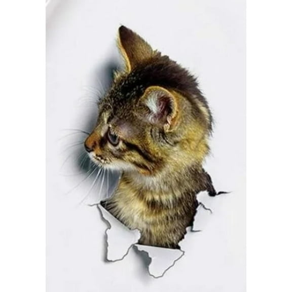 3D Cute Cat Self-adhesive Removable Wallpaper for Children's Living Room Bedroom Background Wall Bathroom Sticker
