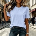 thumbnail image 7 of Admvng Women's Striped T-Shirt Crew Neck Short Sleeve Casual Solid Basic Tee Tops, 7 of 7