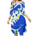 thumbnail image 2 of Abstract Blue Life Shapes Pattern Square Neck Dress New Plus Size Elegant Women Waist Tight Dress Abstract Blue Pattern Matisse, 2 of 5