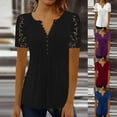 thumbnail image 6 of gakvbuo Buttons Up Summer Tops For Women V-Neck Pleated Ruffle Lace Short Sleeve Button Shirts Tunic Vest Blouses Dressy Casual Work Shirts, 6 of 6