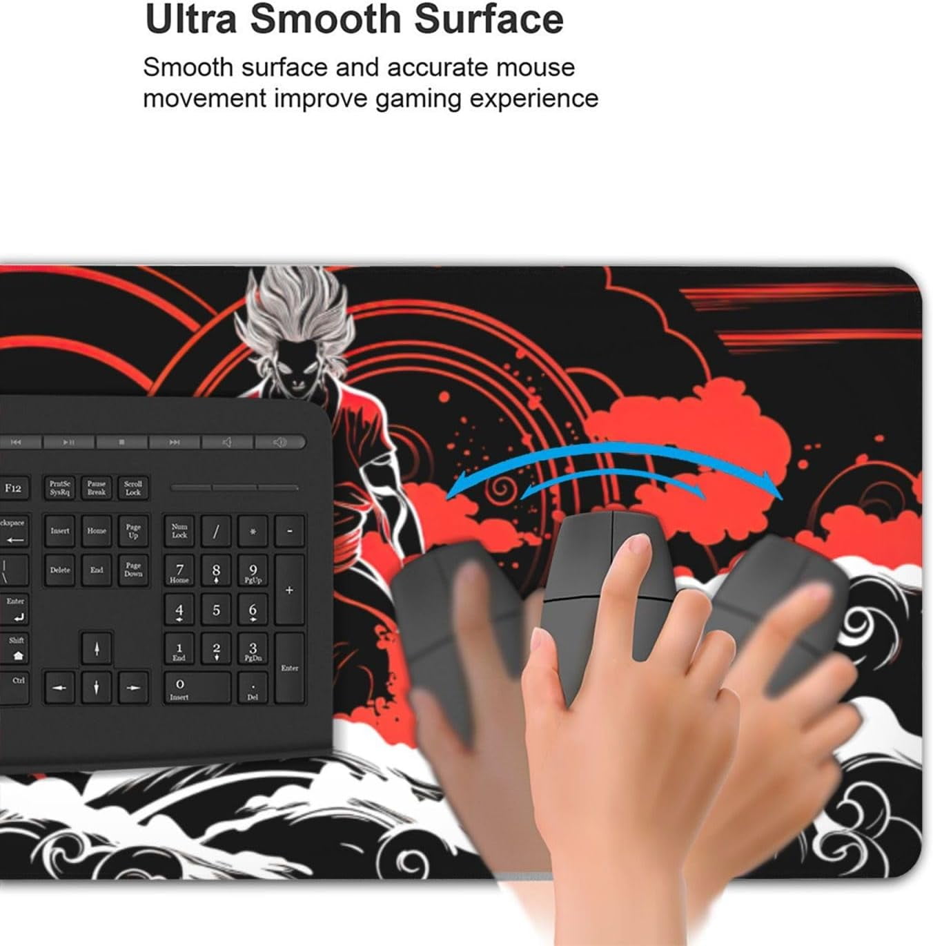 Japanese Samurai Cool Anime Red and Black Mouse Pad Extended XXXL 35.4" x 15.7" Desk Pad with Stitched Edges, Non Slip Rubber Base Gaming Keyboard Mouse Mat for Home Computer Office Laptop