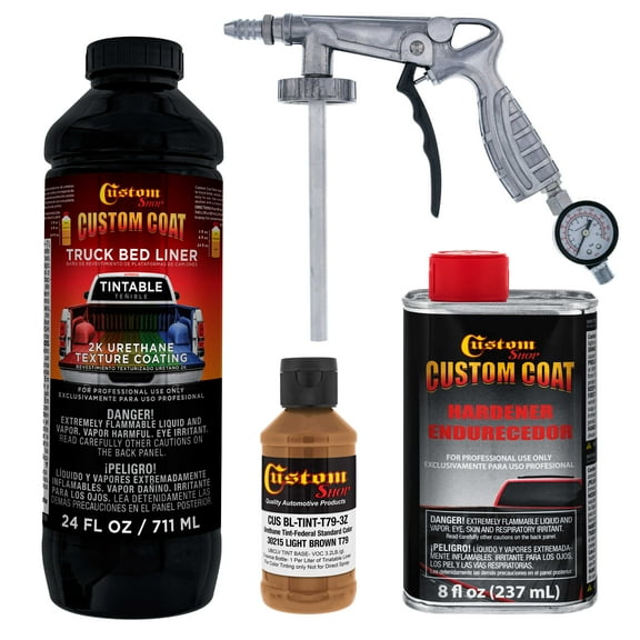 Custom Coat 30215 Light Brown T79 Urethane Spray-On Truck Bed Liner, 1 Quart Kit with Spray Gun