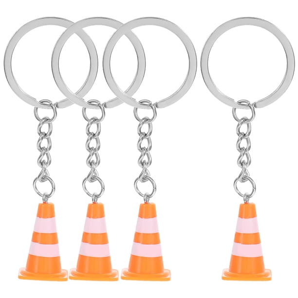 4 Uds Mini llaveros de cono de tráfico lindos colgantes de bloque de carretera llaveros para bolsos mochila accesorios decoración para llaves colgantes