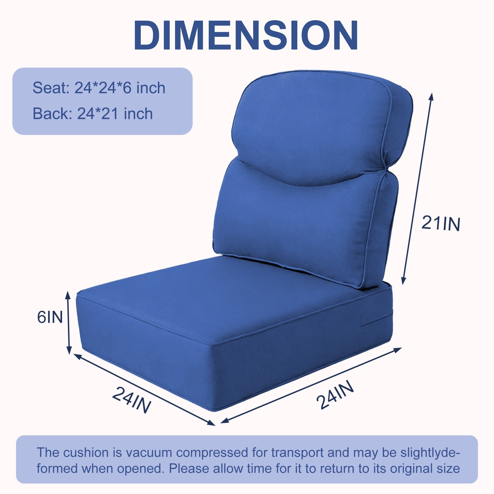 Outdoor Deep Seat Cushion 24 X 24 X 6 in, Patio Rattan Rocker Cushion, Waterproof & Fade Resistant Patio Furniture Cushions for Wicker Chair, Sofa, Couch