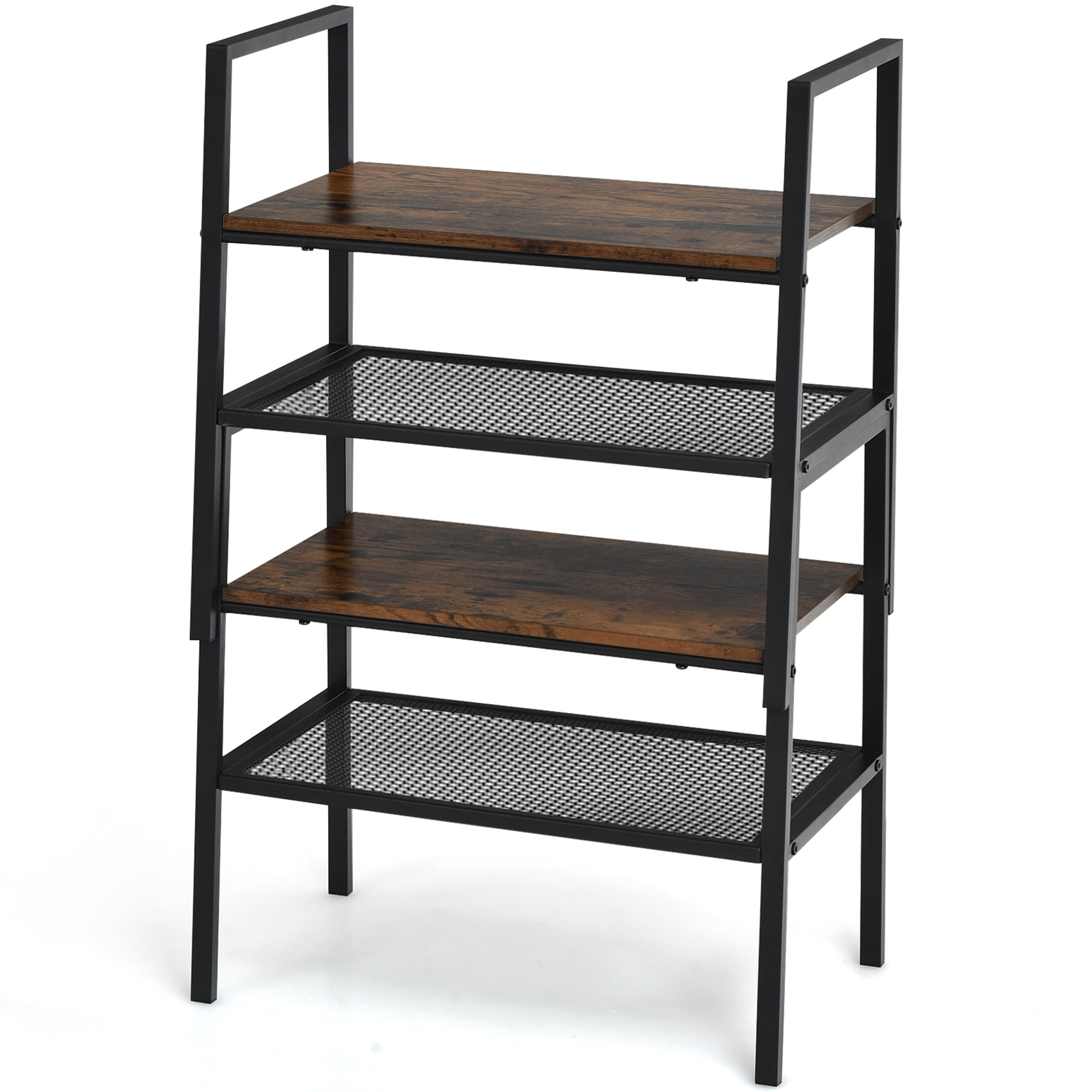 Gymax 2PC 2 Tier Storage Shelf Stackable Shoe Shelf Stand Display Rack