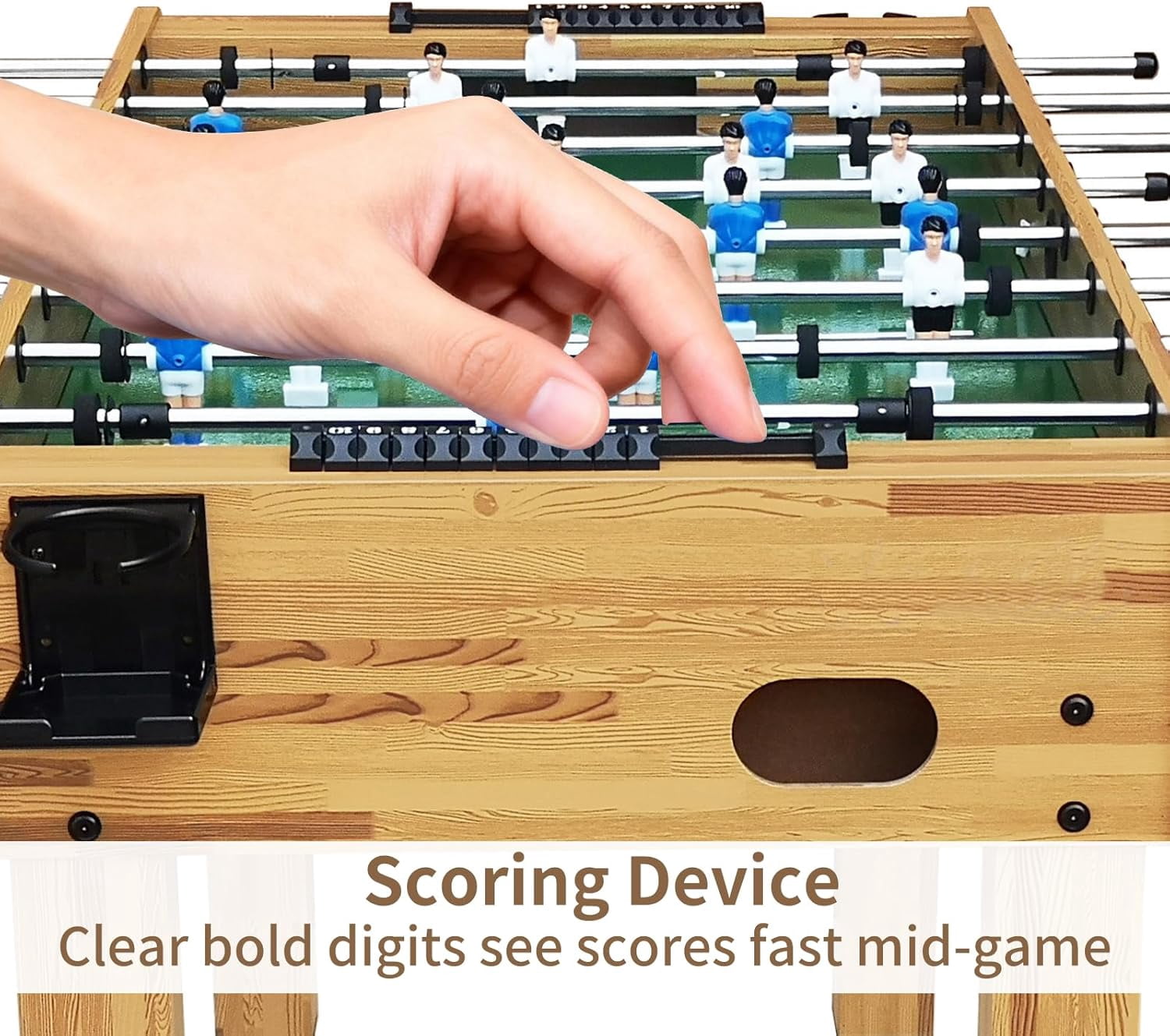 Kosevpou Foosball Table, 55/52/48 Large Size Soccer Game Tables for Adults & Kids, Table Games Includes 2 Foldable Cup Holders & 2/4 Balls with Sturdy Leg Levelers