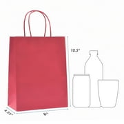 12 Pack Red Gift Bags (Cub 10.5x8x4.25 In): Medium Kraft Paper Bags with Handle. Red Paper Gift Bags for holidays