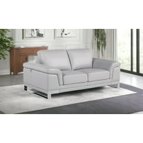 32" Lovely Light Grey Leather Loveseat
